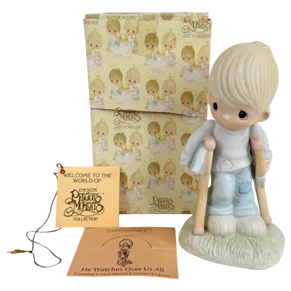 1979 Precious Moments He Watches Over Us‎ All Figurine Box Tag Jonathan & David